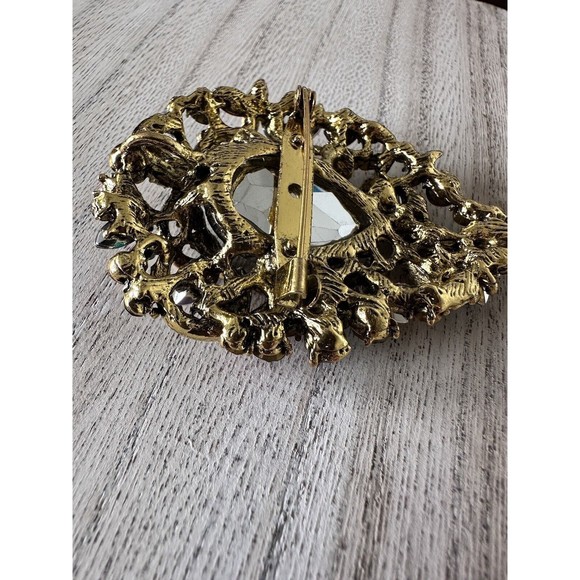 MULTI-COLOR BLUE CRYSTAL FLORAL BROOCH PIN PENDANT STUNNING EASTER SPRING - Picture 7 of 7